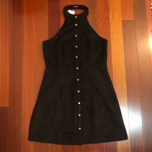 Black Suede Halter Dress